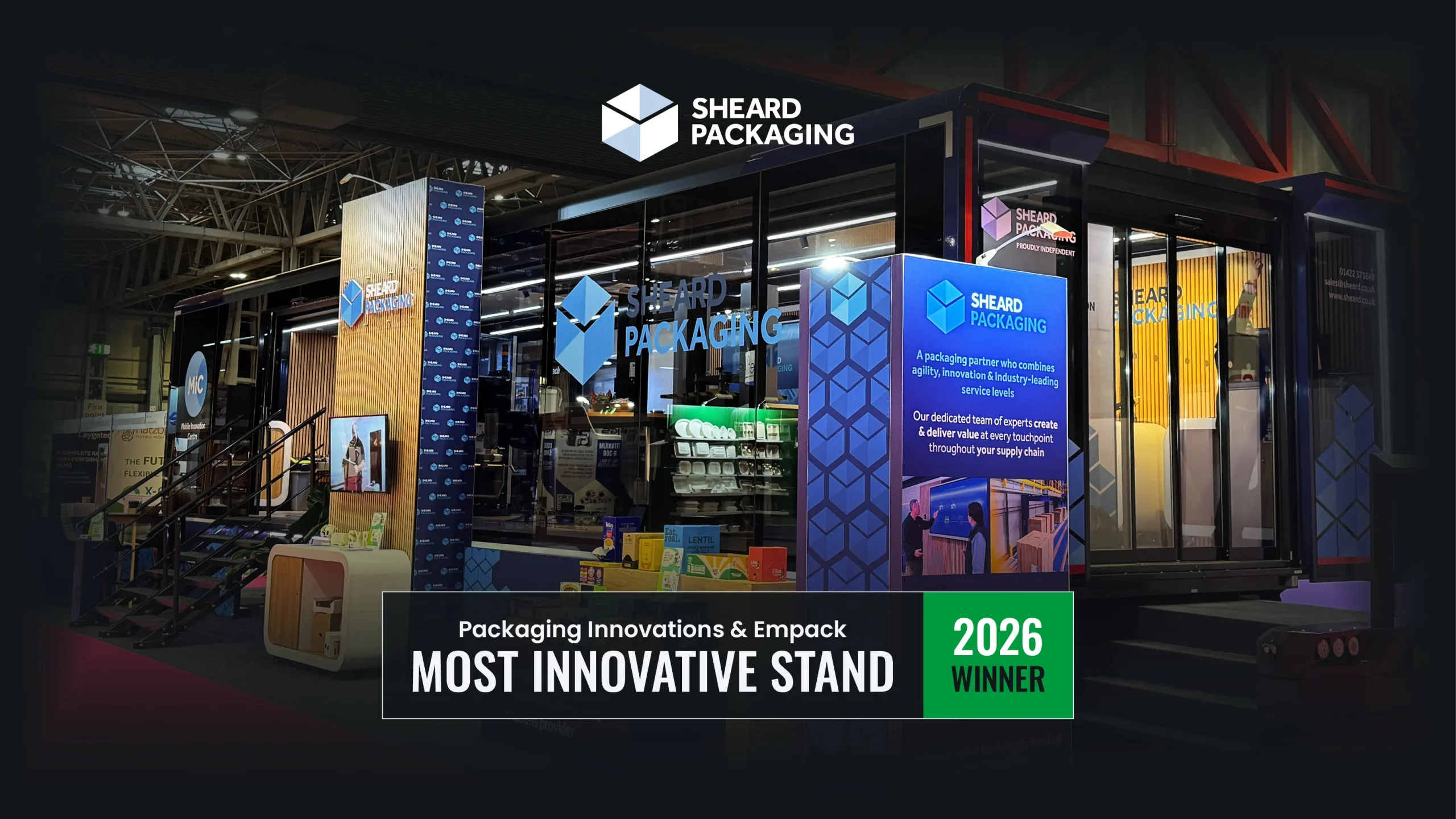 Sheard Packaging stand at Packaging Innovations & Empack 2026 Most Innovative Stand Award